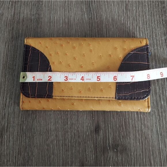 Ostrich & Croc Print Faux Leather Wallet - Picture 5 of 6